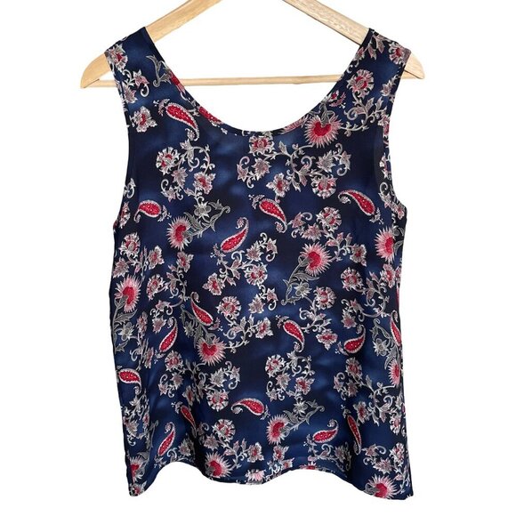 ELITE Paisley Navy Blue Tank Top Made in Canada, Women's Large - Picture 2 of 8